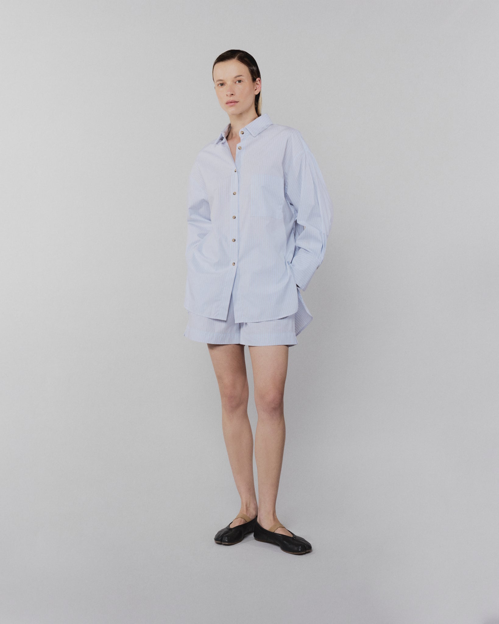 0018 CLASSIC BOXER CELESTE CON LINEAS