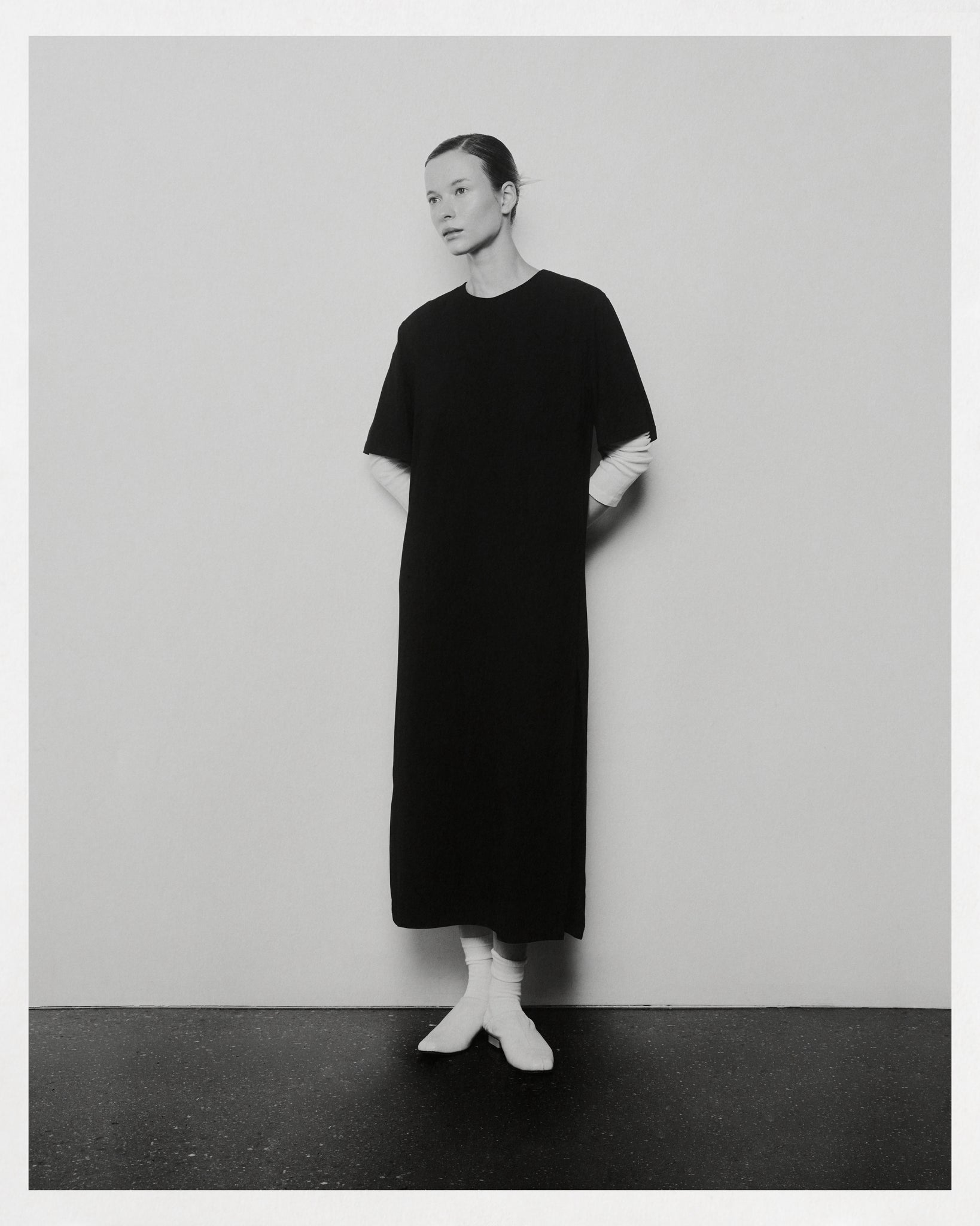 0055 COTTON DRESS CON MANGA NEGRO