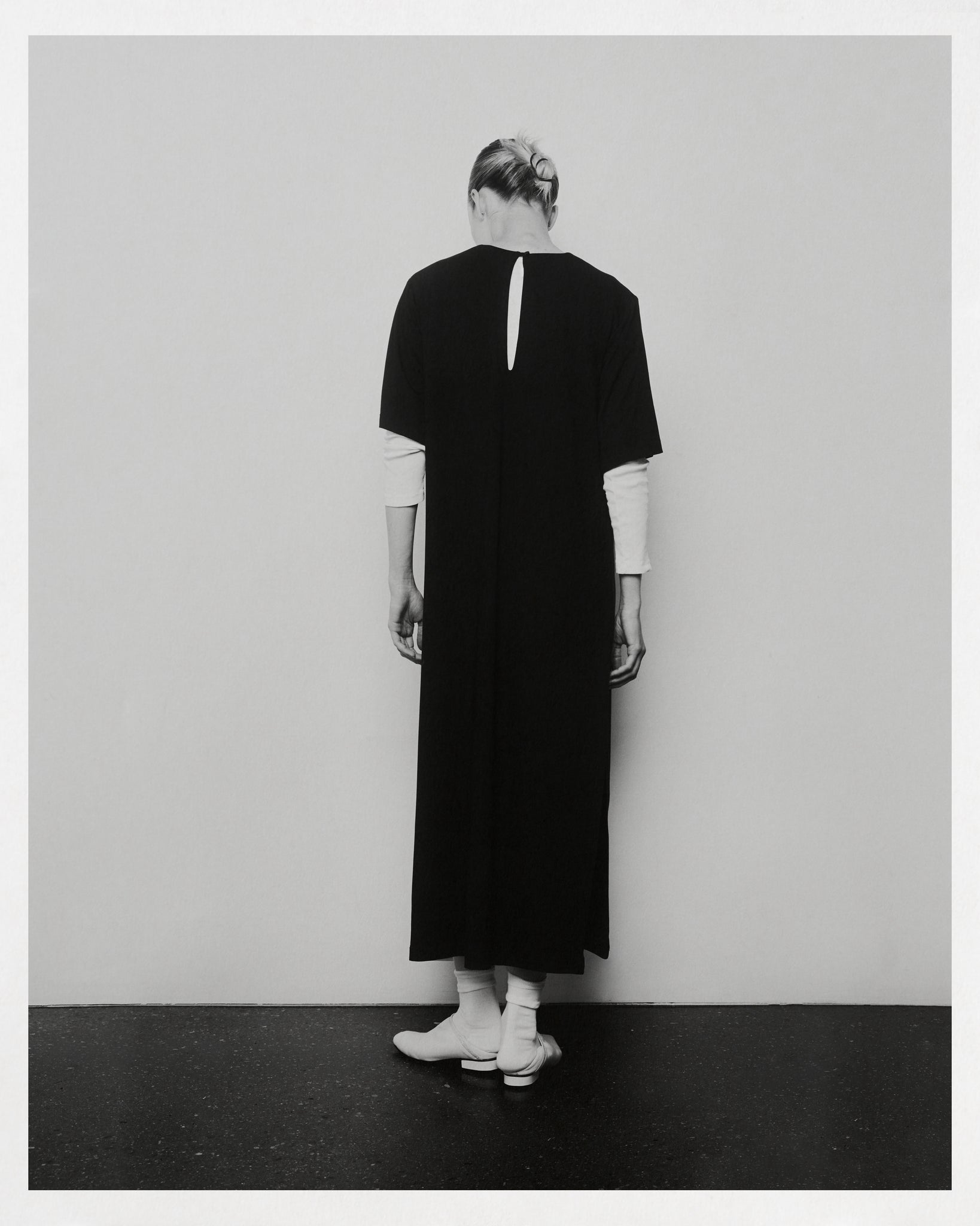 0055 COTTON DRESS CON MANGA NEGRO