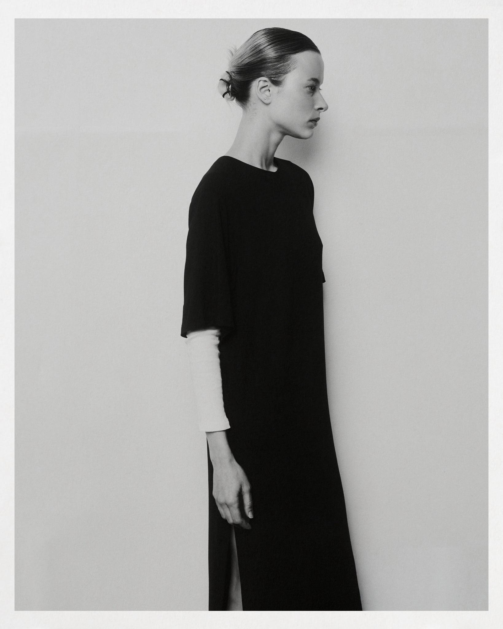 0055 COTTON DRESS CON MANGA NEGRO